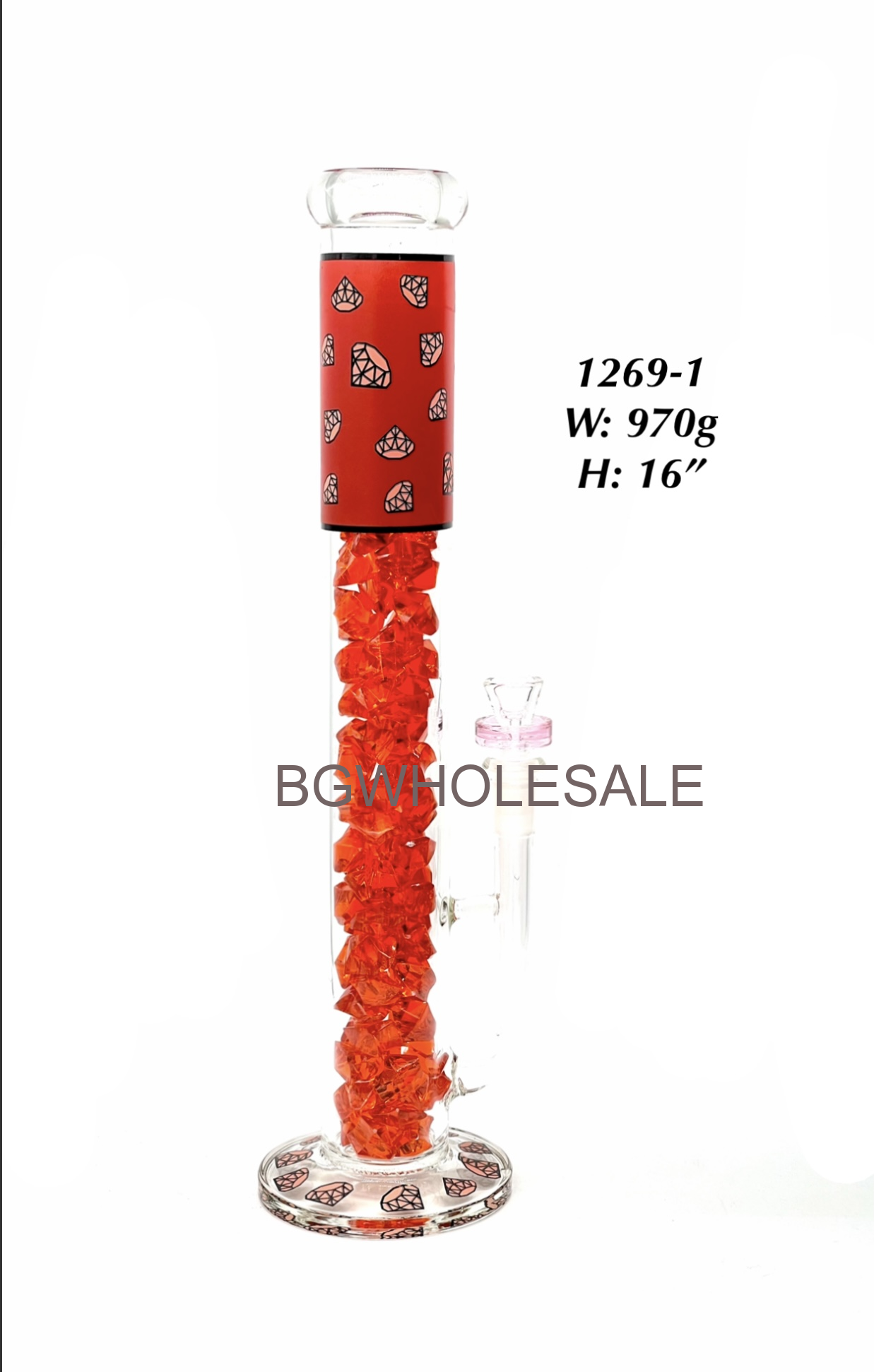 16" Diamond Sticker Straight Tube Bong