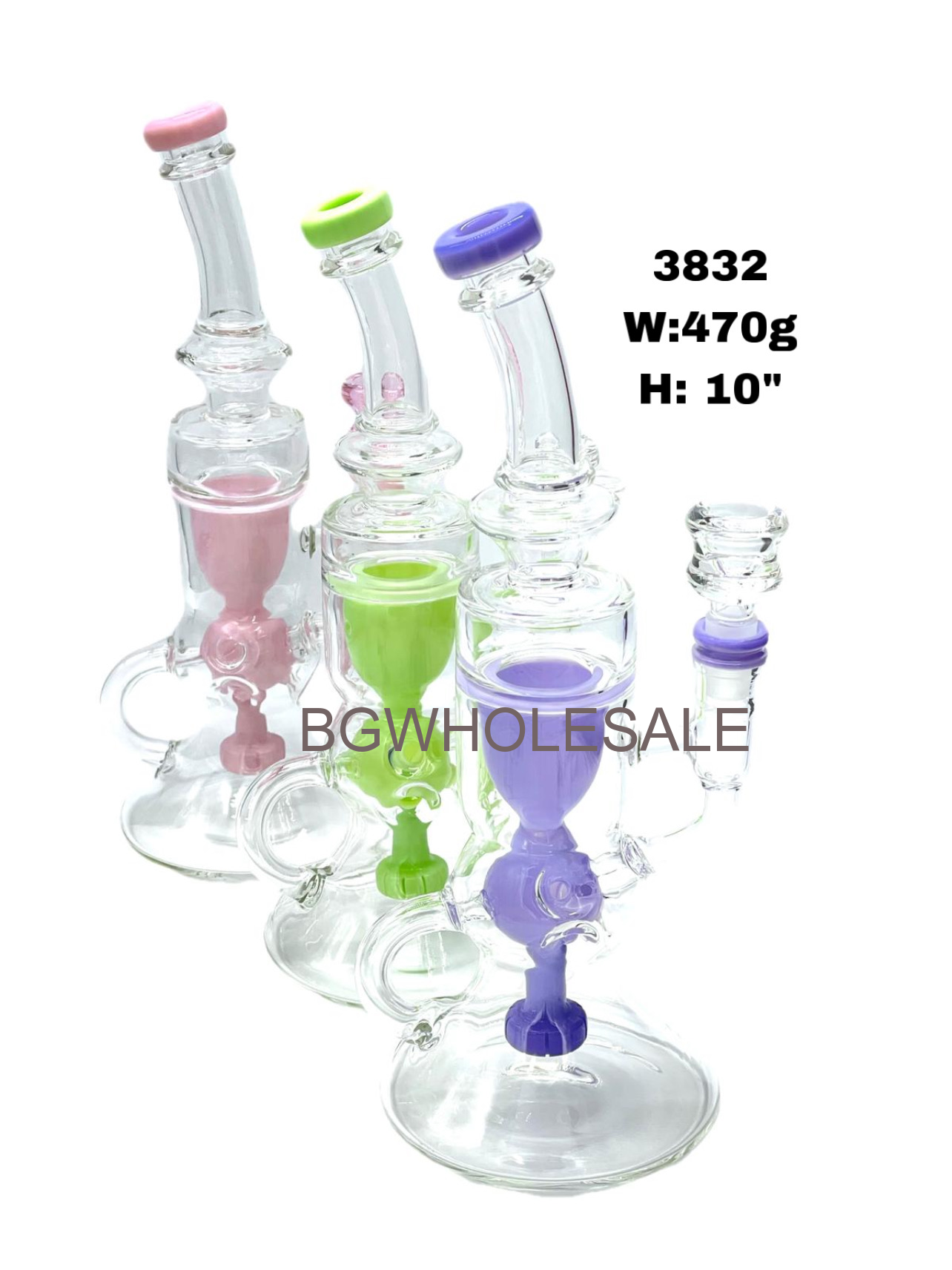 10" Colorful Percolator Glass Recycler Dab Rig