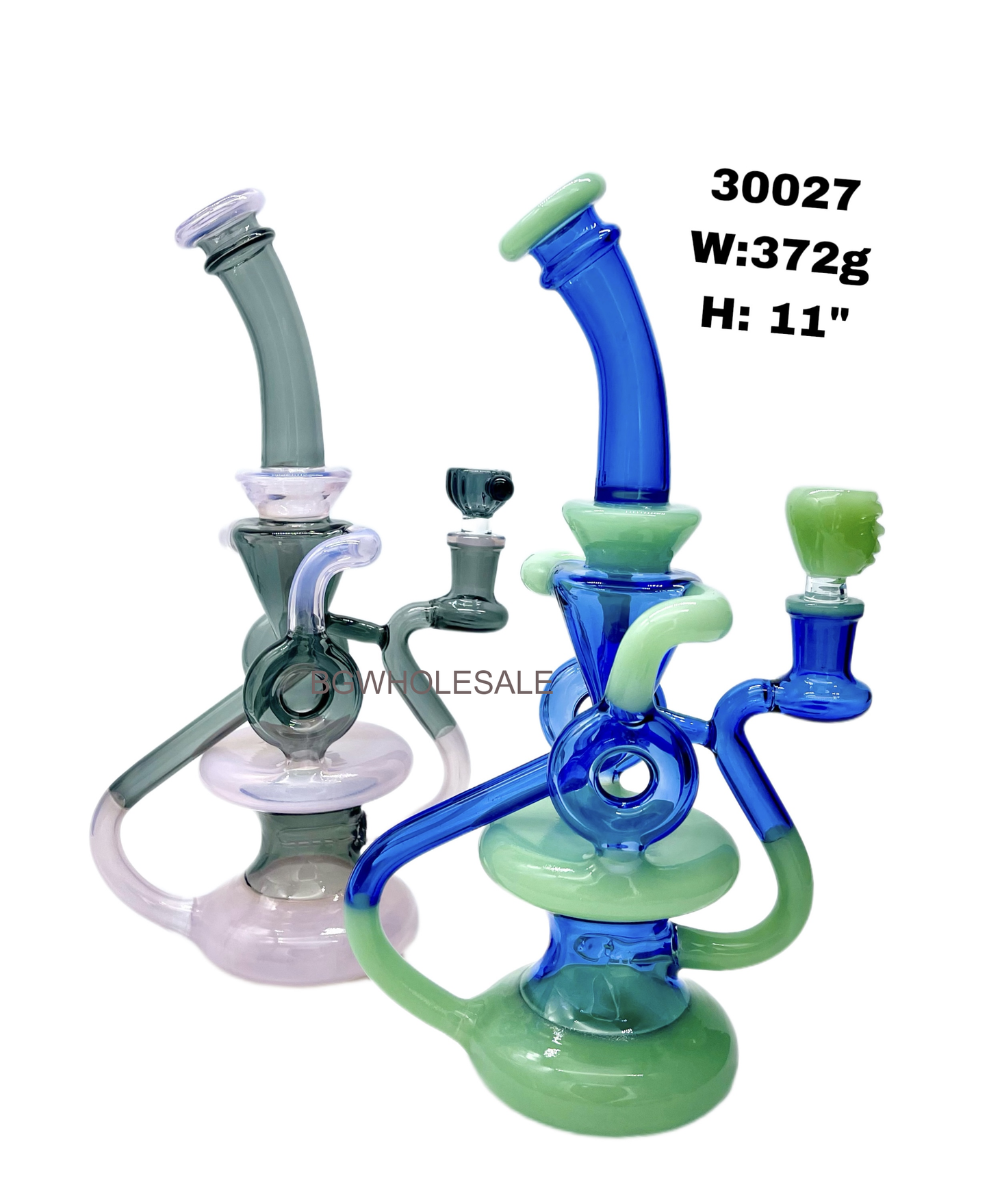 11" Colored Recycler Glass Dab Rig