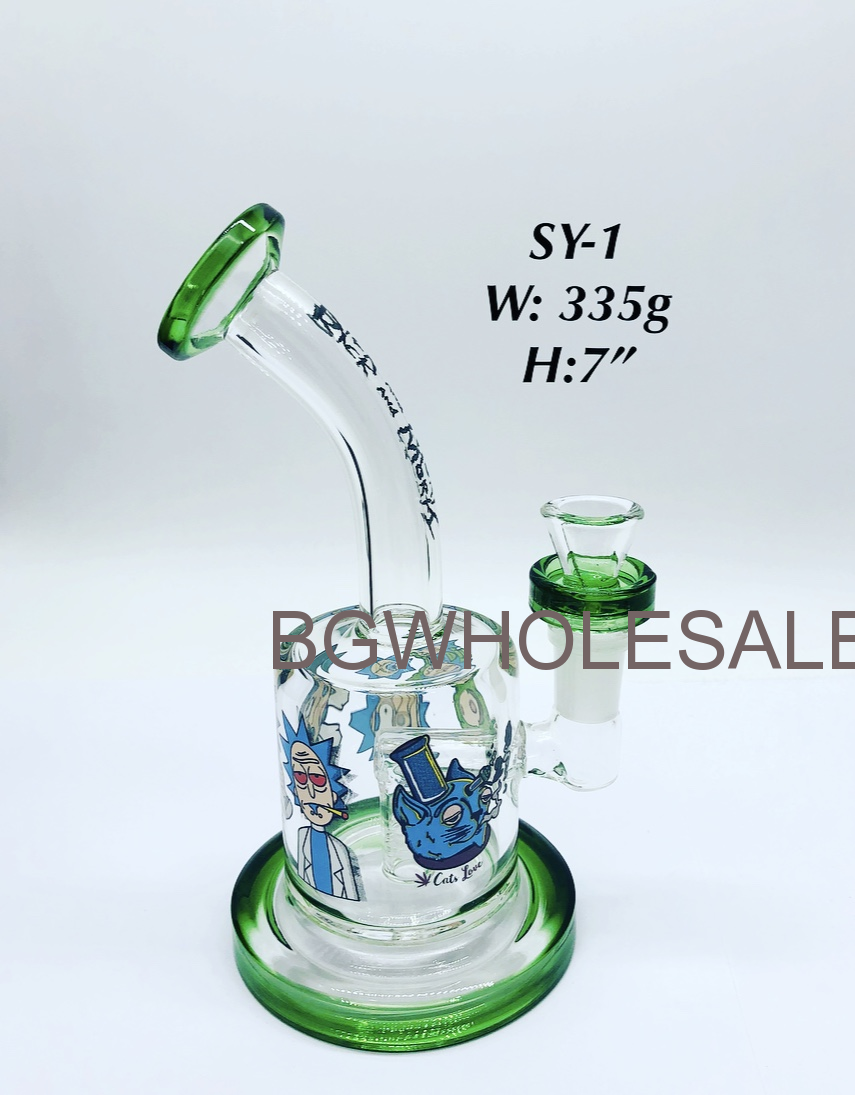 7" Rick and Morty Glass Water Pipe
