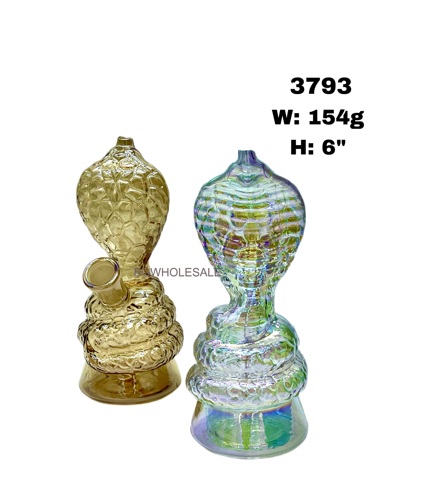 Electroplated Snake Glass Water Pipe 6"