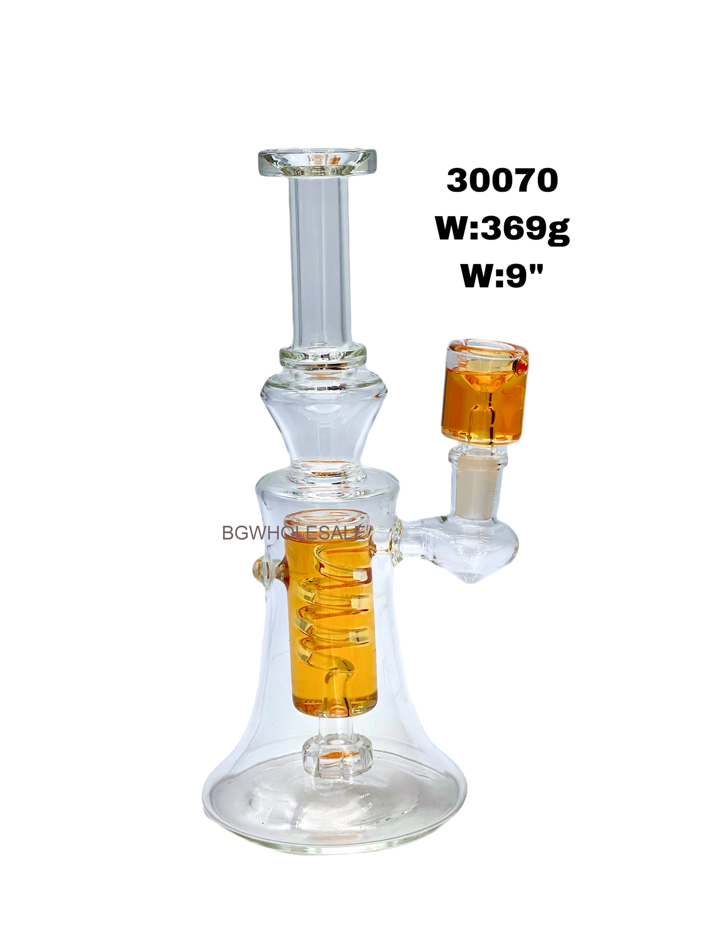 9" Freezable Glass Bong Showerhead and Coil Percolator w/ Glycerine Bowl