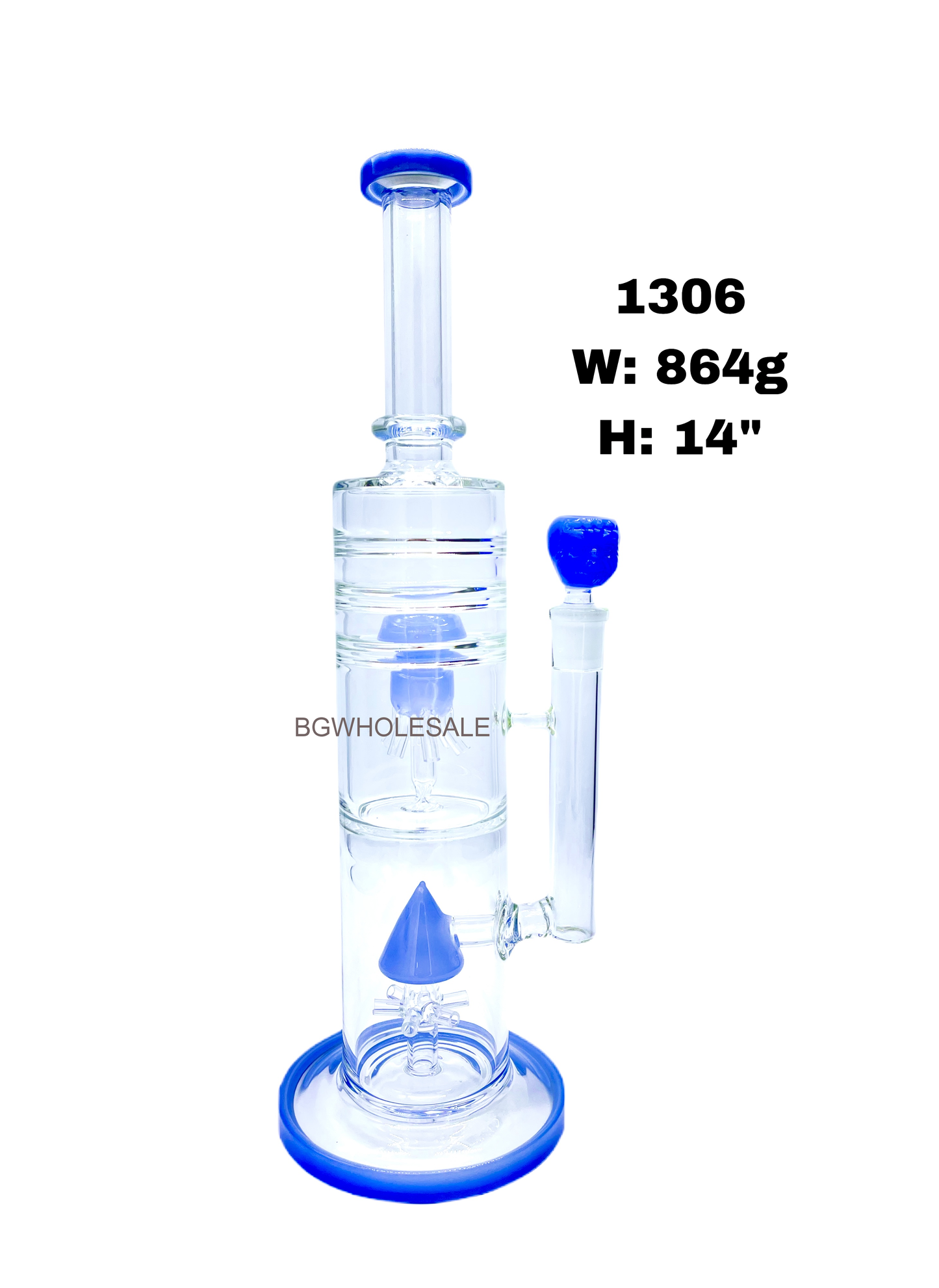 14" Dual Diffuser Perc Bong Water Pipe Straight Tube