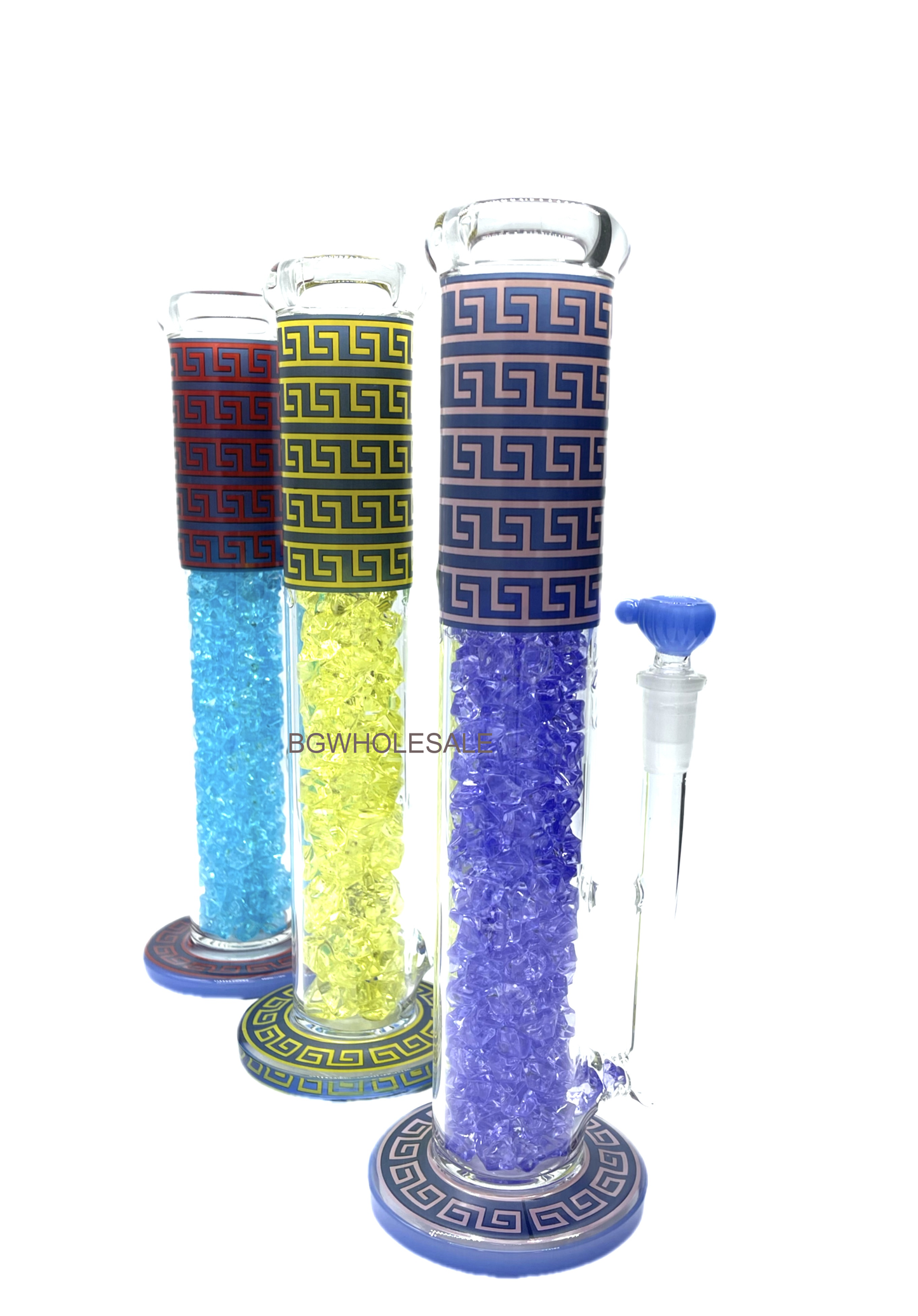 13" Straight Tube Glass Bong Water Pipe with Sticker and Diamond