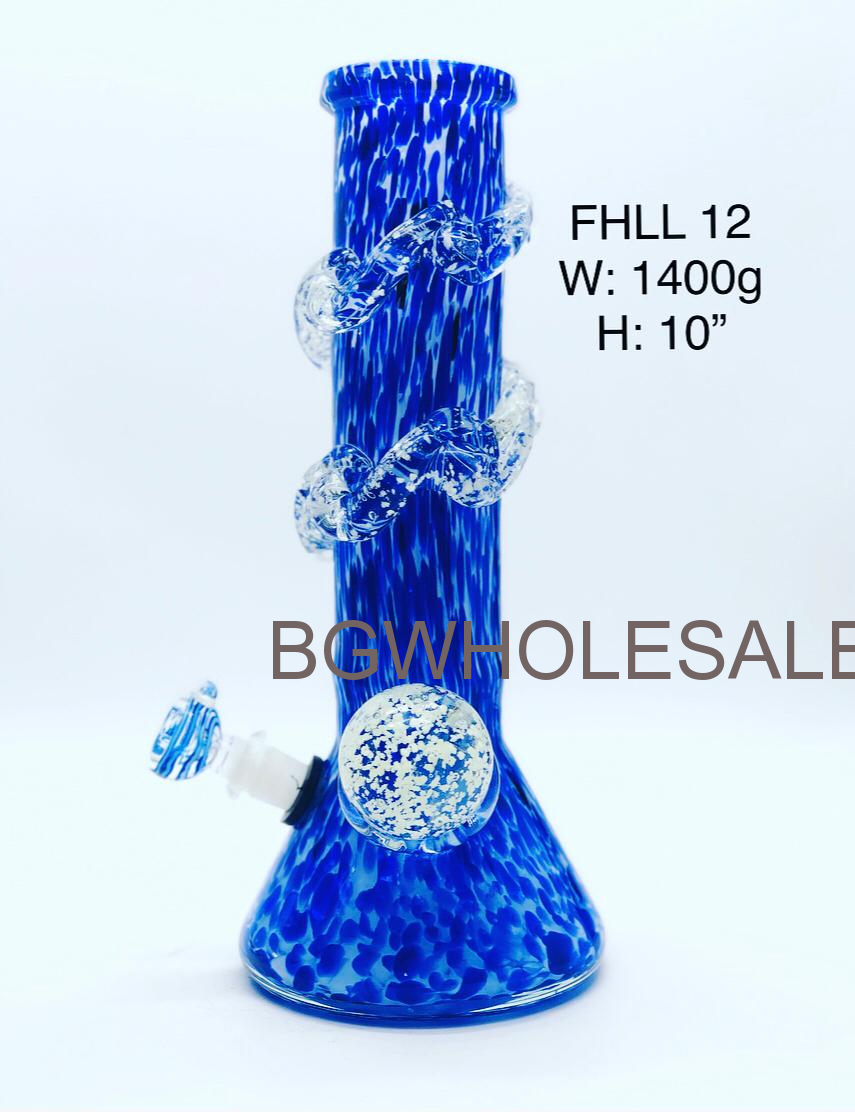 10" Soft Glass Beaker Bong Water Pipe with Glow in the Dark Wrap