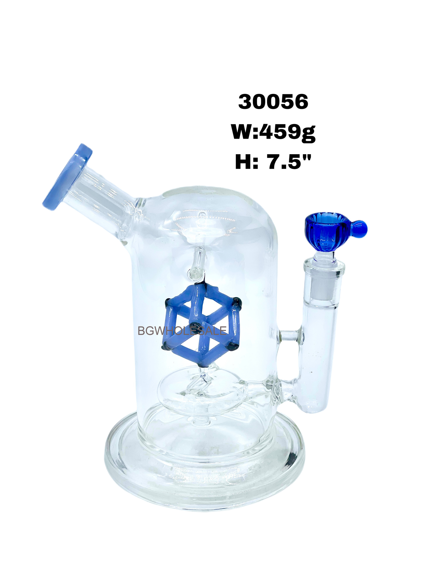 7.5" Cube Perc Glas Water Pipe