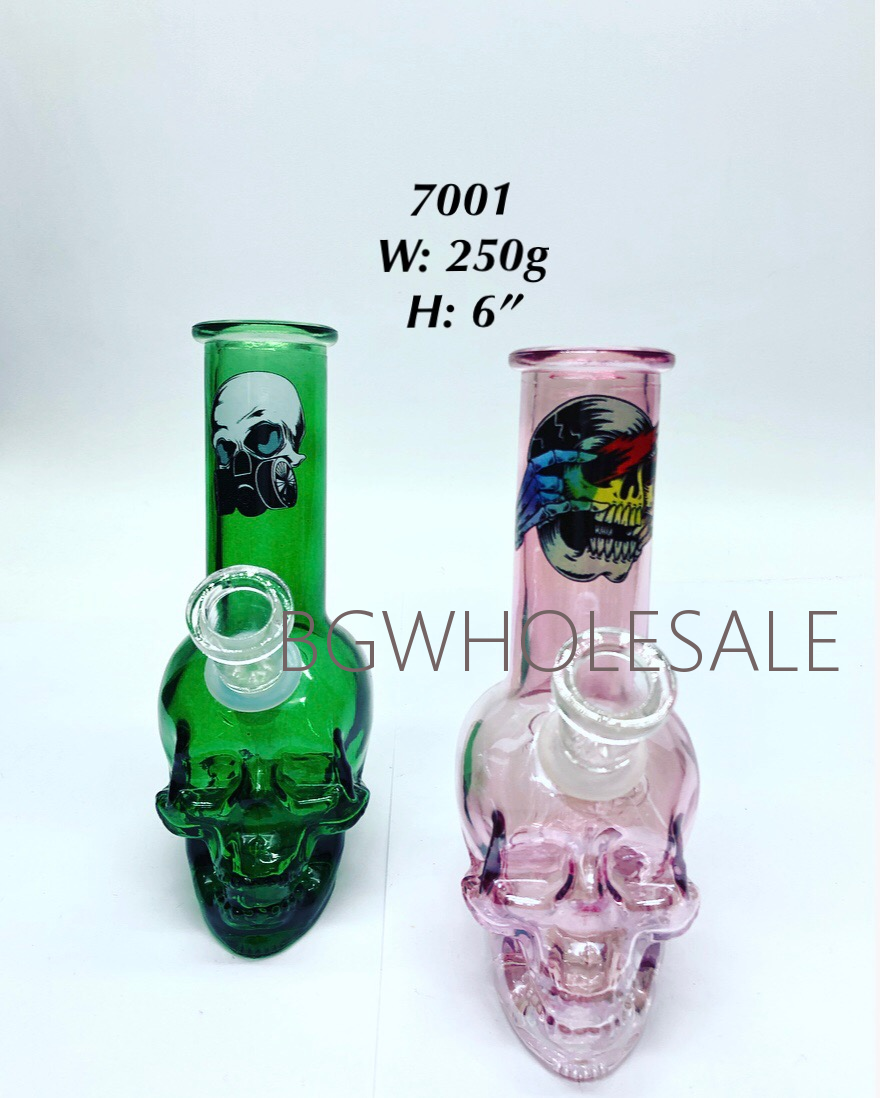 6" Skull Bong with Sticker