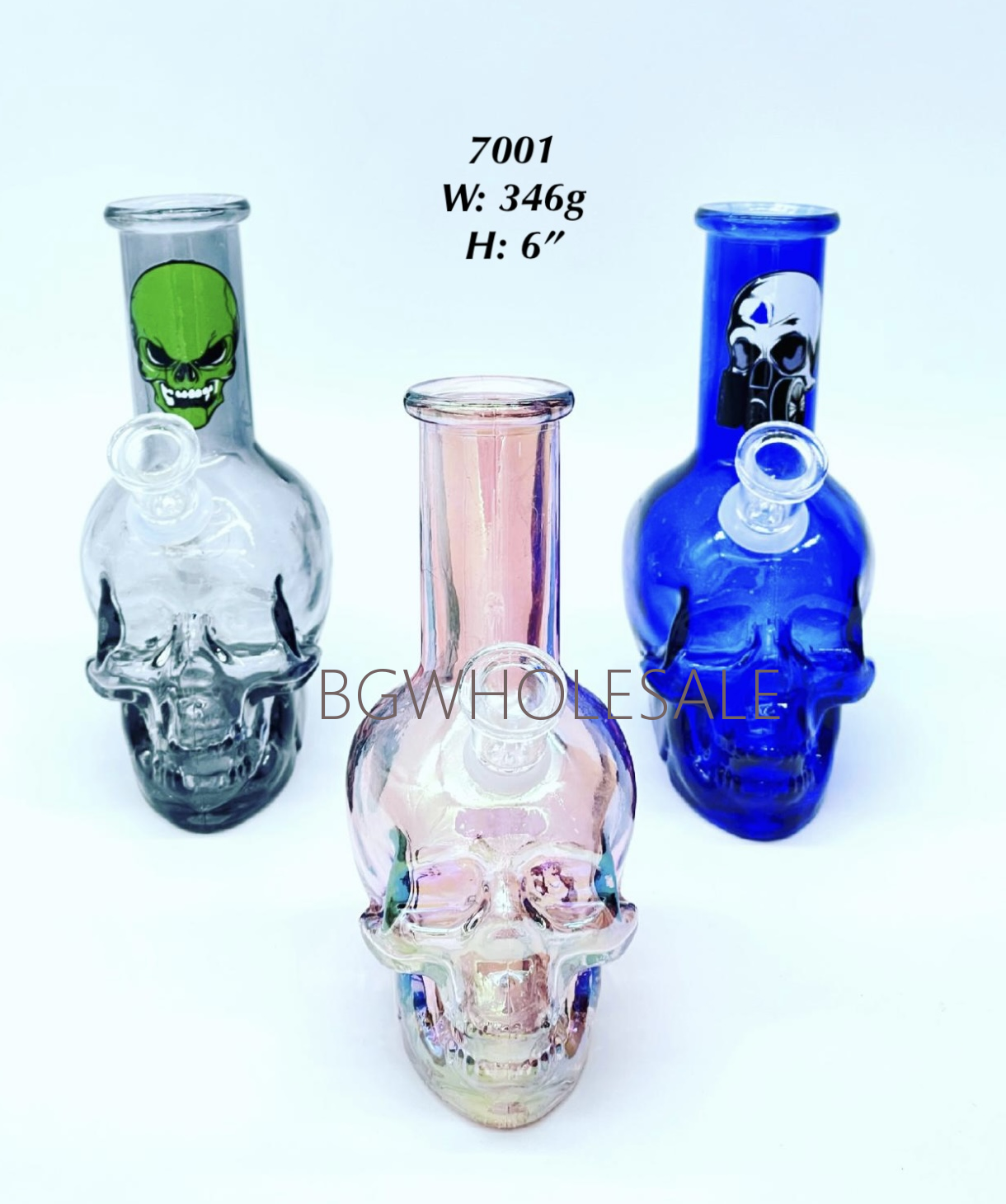 6" Skull Bong with Sticker