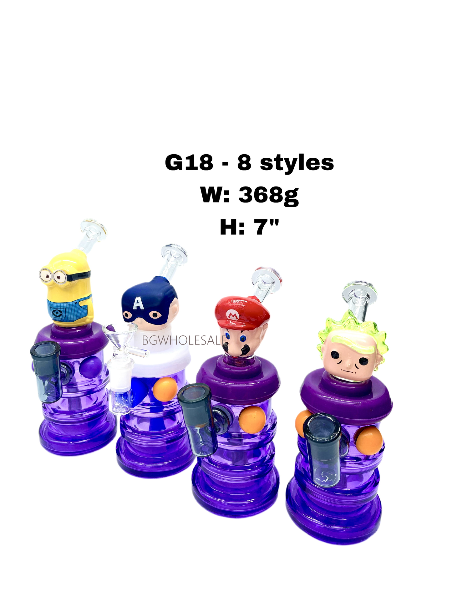 7" Detachable Character Head Glass Bong
