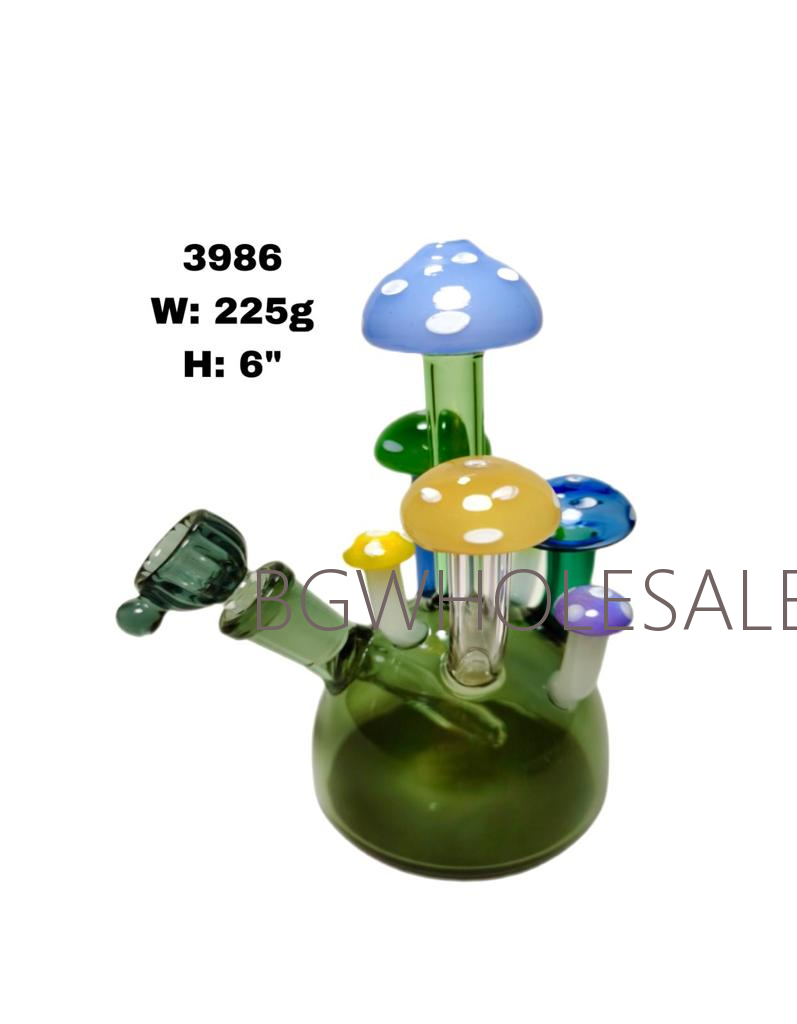 6" Dome Base Mushroom Glass Water Bong