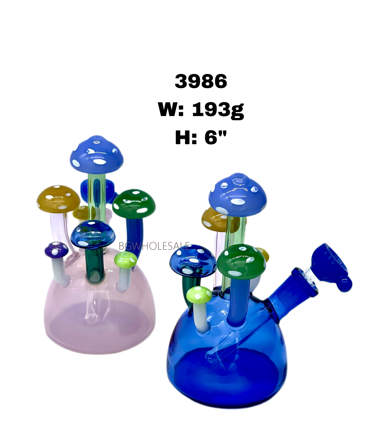 6" Dome Base Mushroom Glass Water Bong