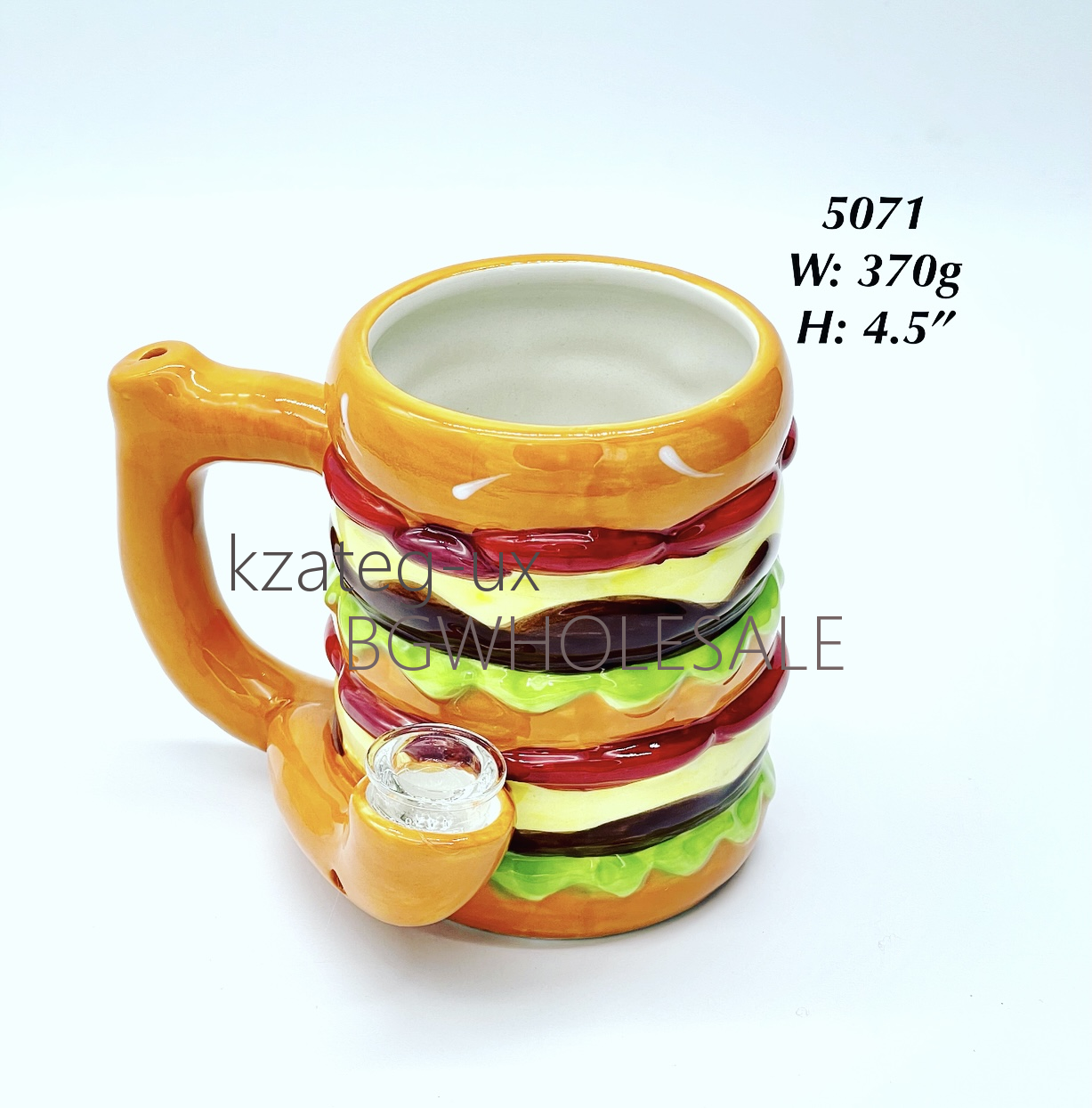 4.5" Hamburger Mug Cup Ceramic Water Pipe
