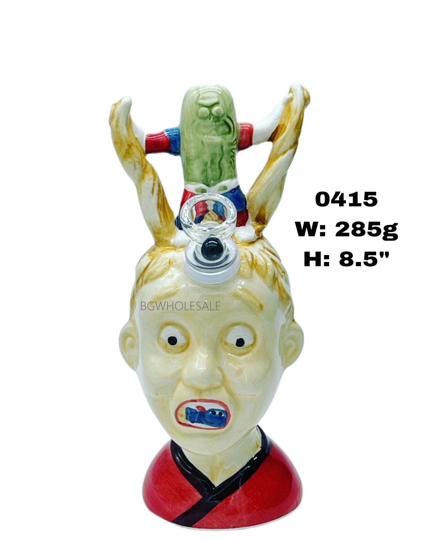 Pickle Rick Ceramic Water Pipe 8.5"