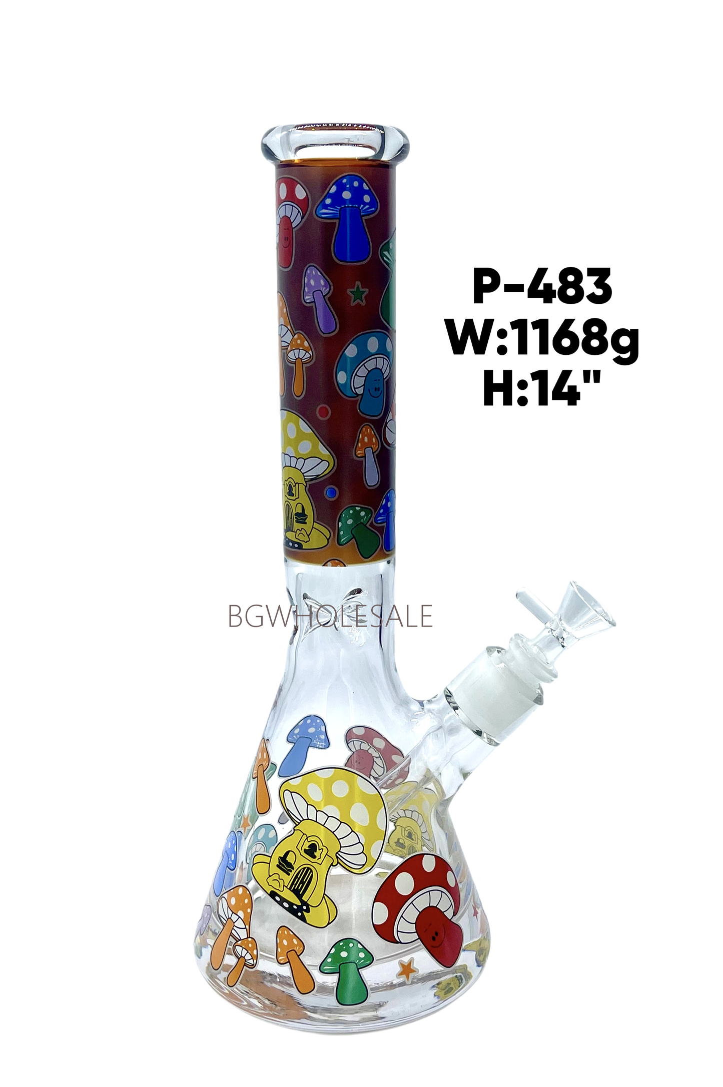 14" Mushroom Glass Beaker Water Pipe with Ice Catcher