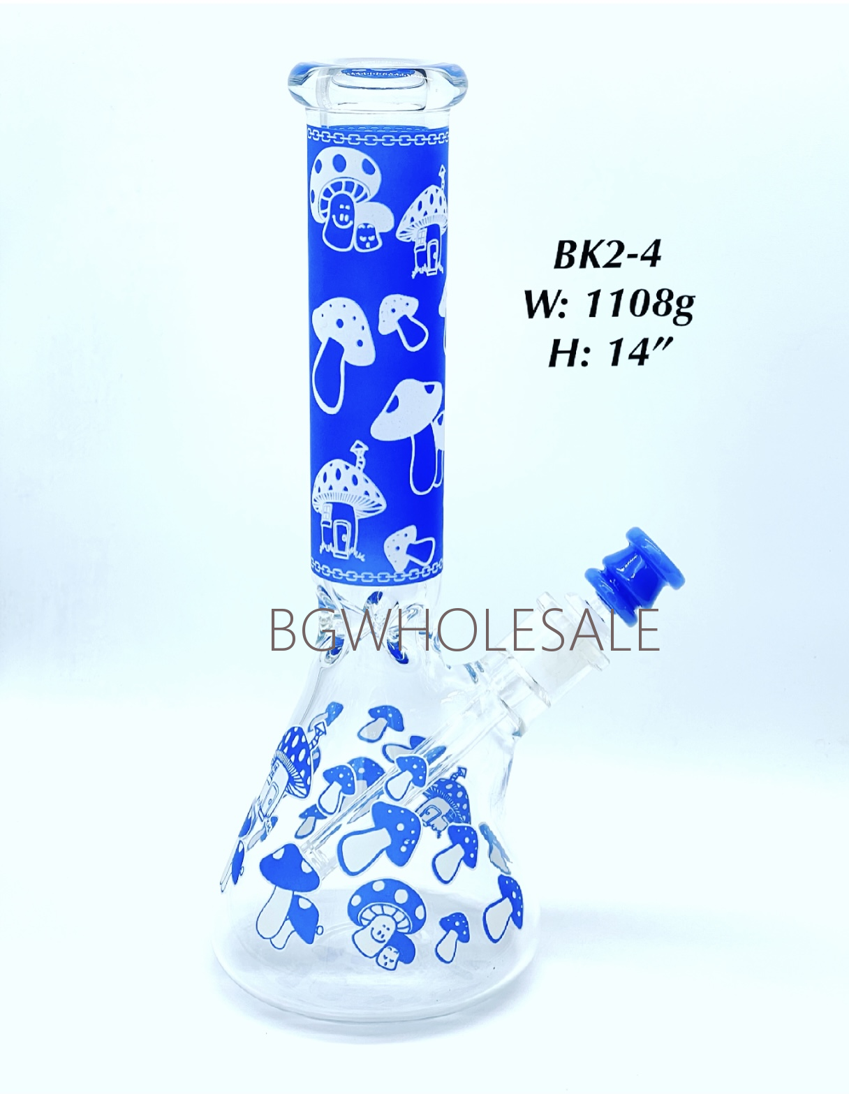 Mushroom Glass Beaker Water Pipe 14"