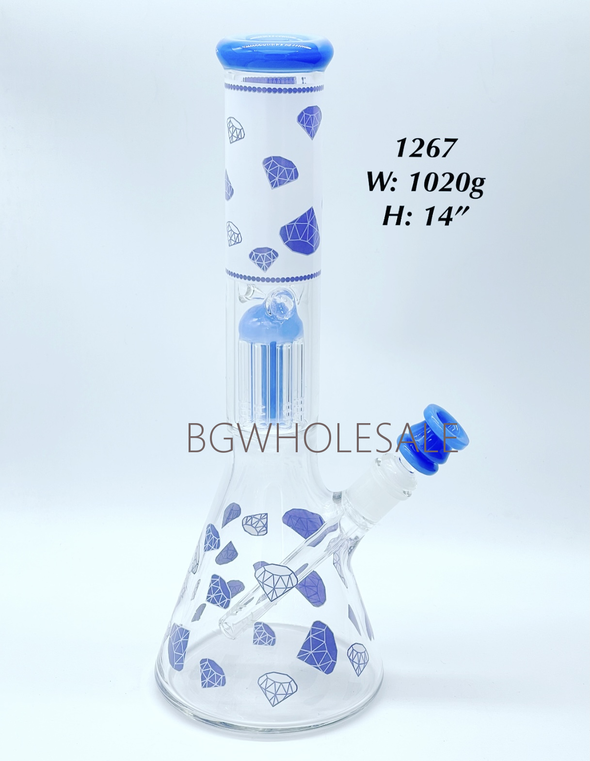 14" Diamond Glass Beaker Bong with Tree Percolators