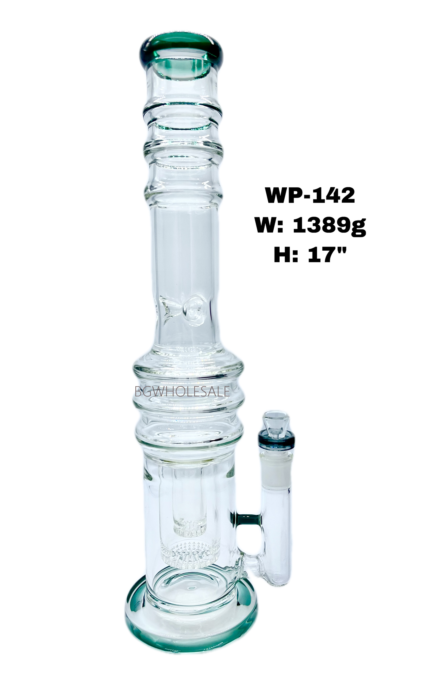 17" Straight Tube Glass Bong Water Pipe with Honeycomb Disc Perc