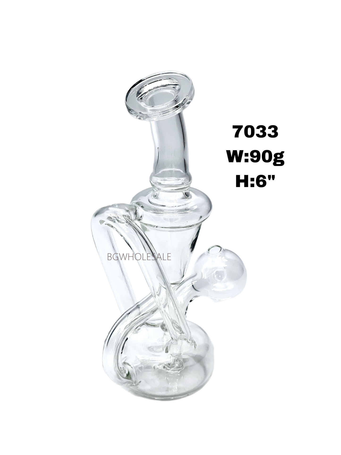 6" Clear Glass Oil Burner Bubbler Recycler Sniffer