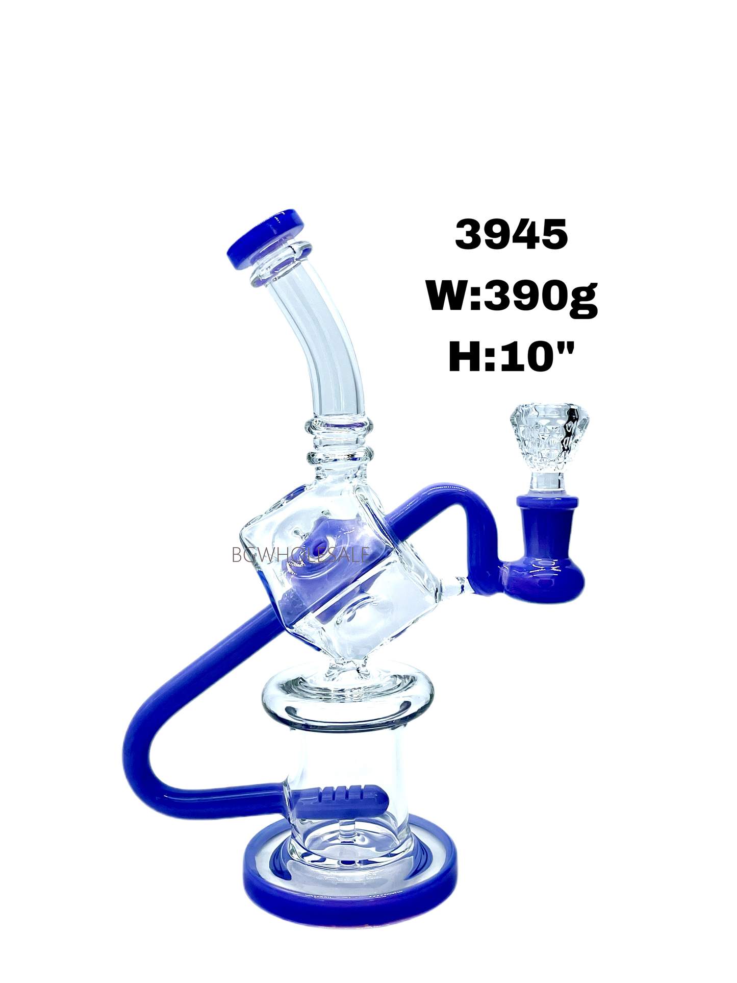 10" Inline Perc Cube Recycler Glass Dab Rig