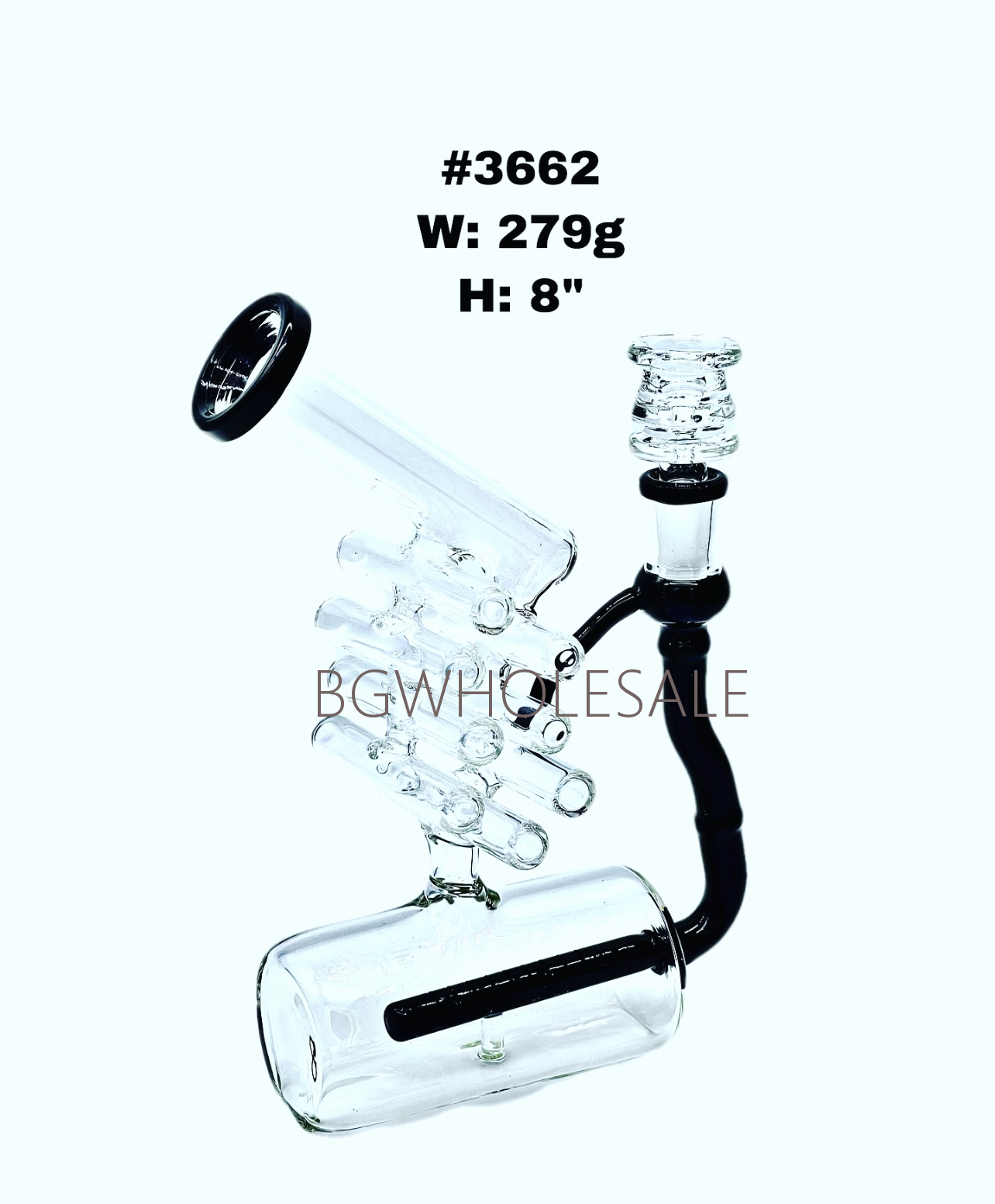 8" Inline Percolator Recycler Glass Dab Rig