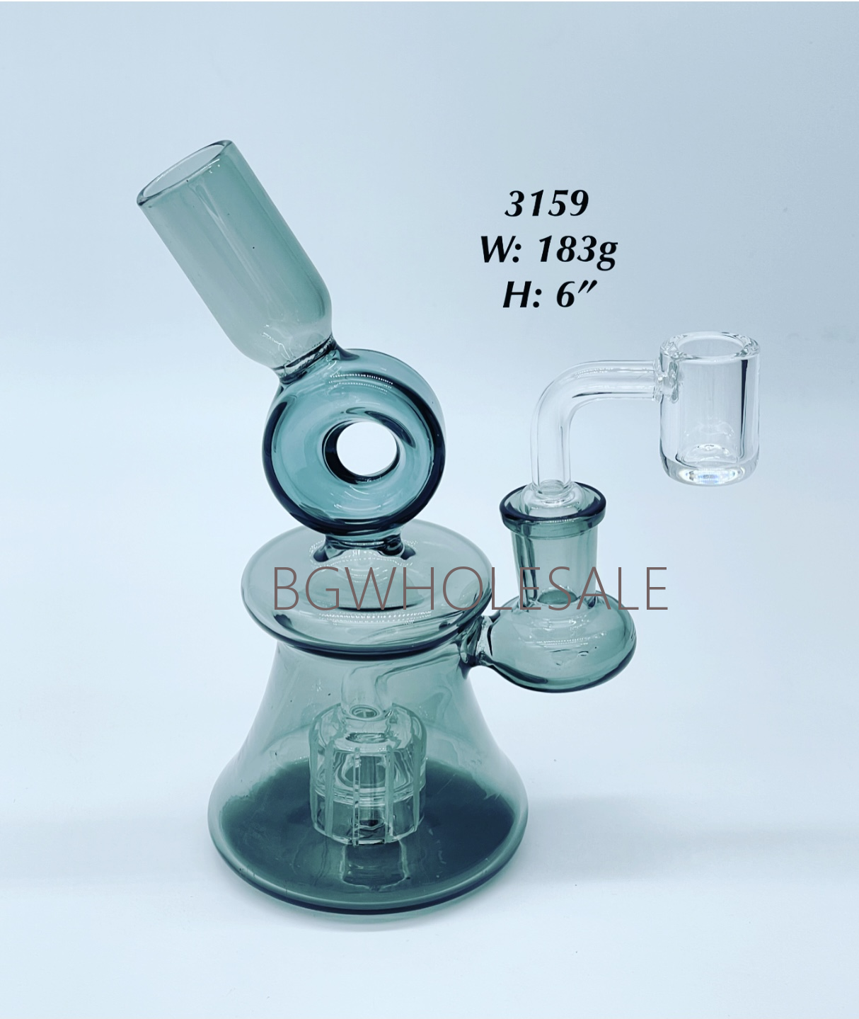 6" Glass Dab Rig with Showerhead and Donut Percolator