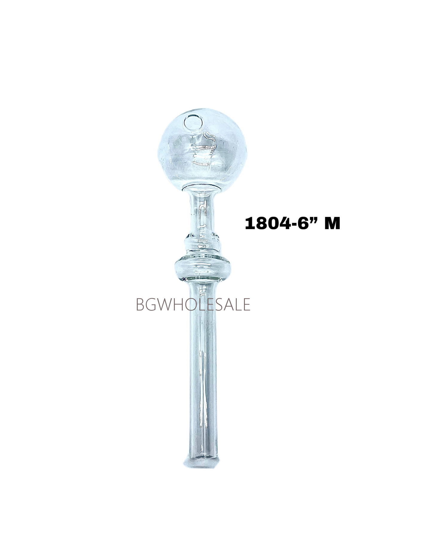 6" Clear Glass Oil Burner Pipe with Curved Gourd