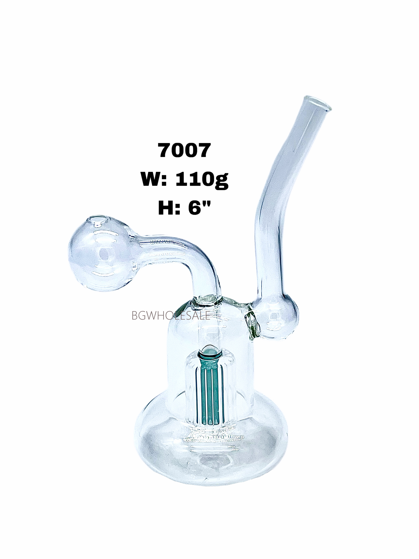6" Glass Bubbler with Colored Perc