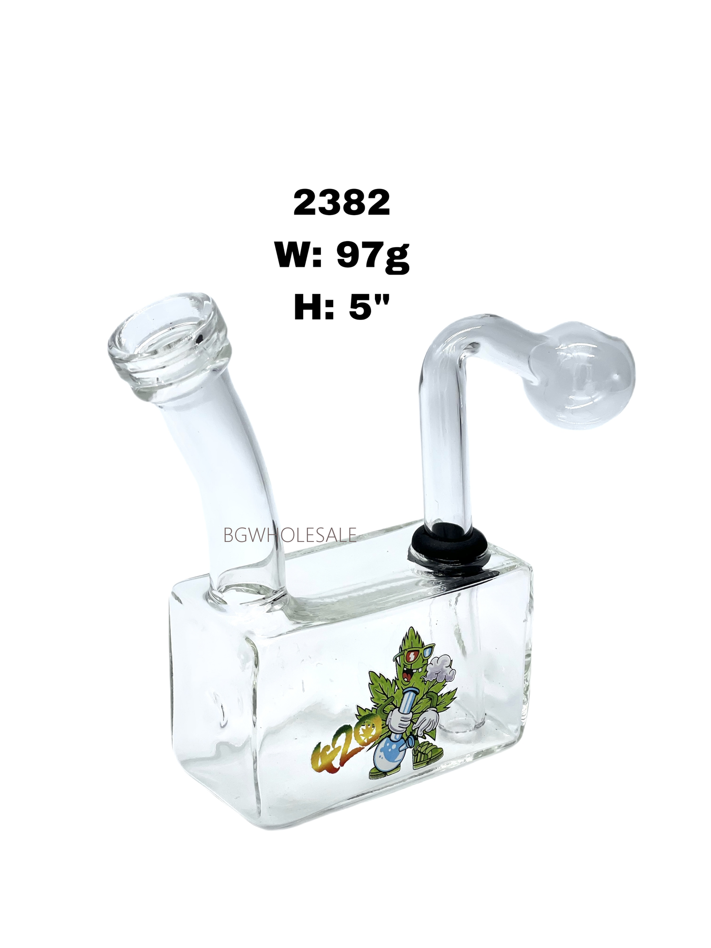 5" Square Glass Sniffer with Sticker