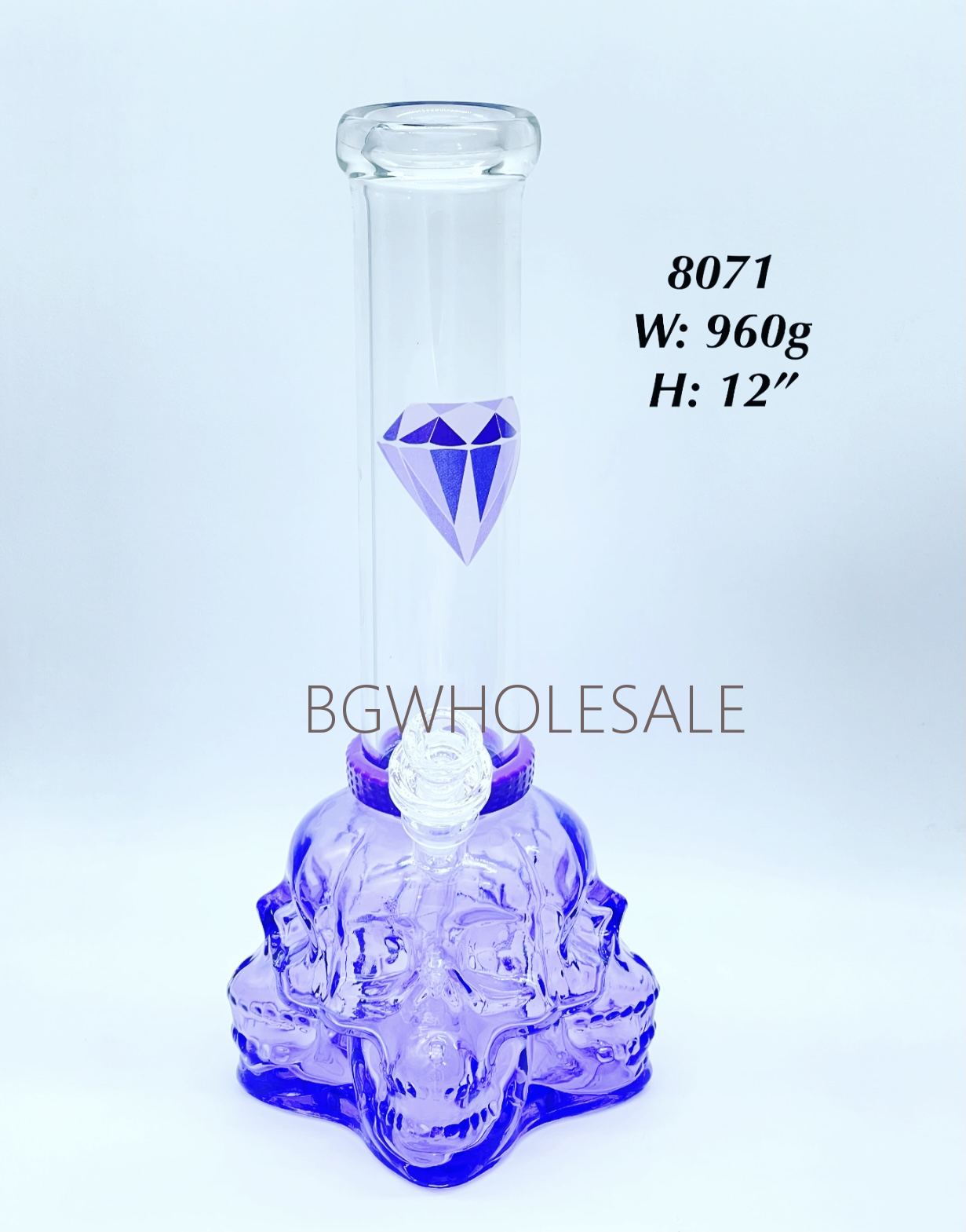 12" Four Skull Heads Chamber Huge Bong with Detachable Mouthpiece