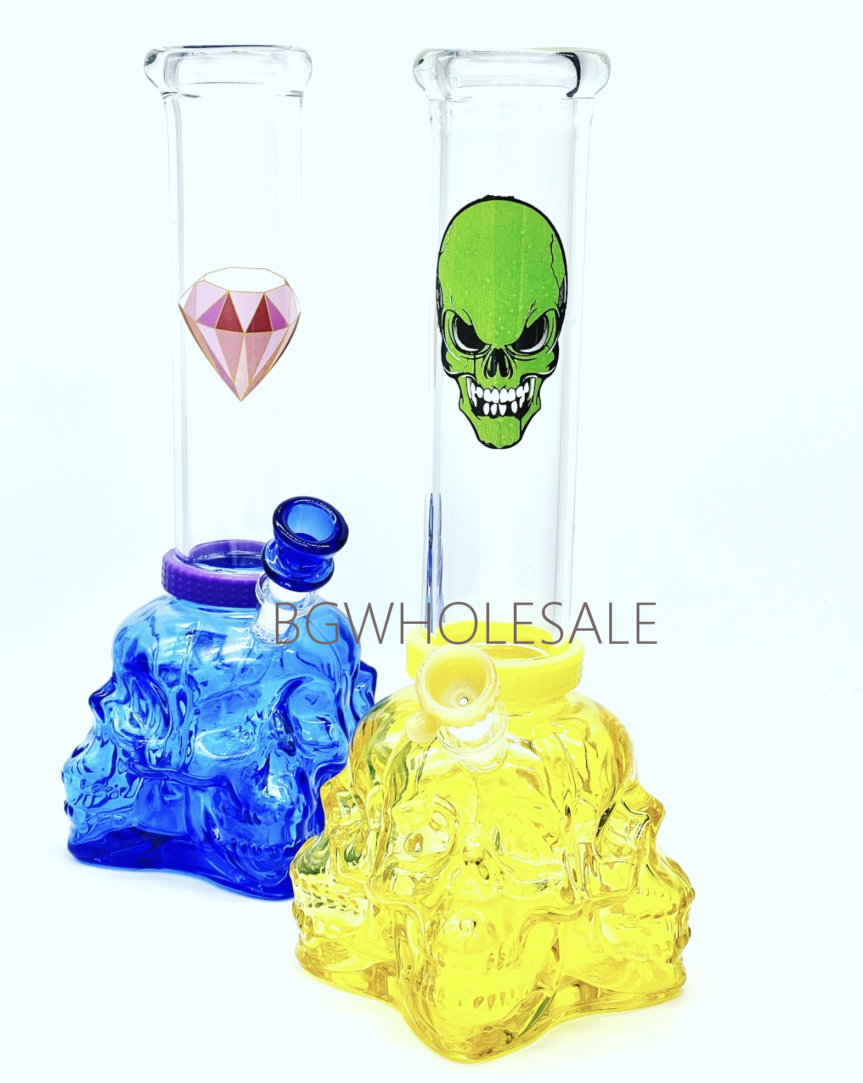 12" Four Skull Heads Chamber Huge Bong with Detachable Mouthpiece