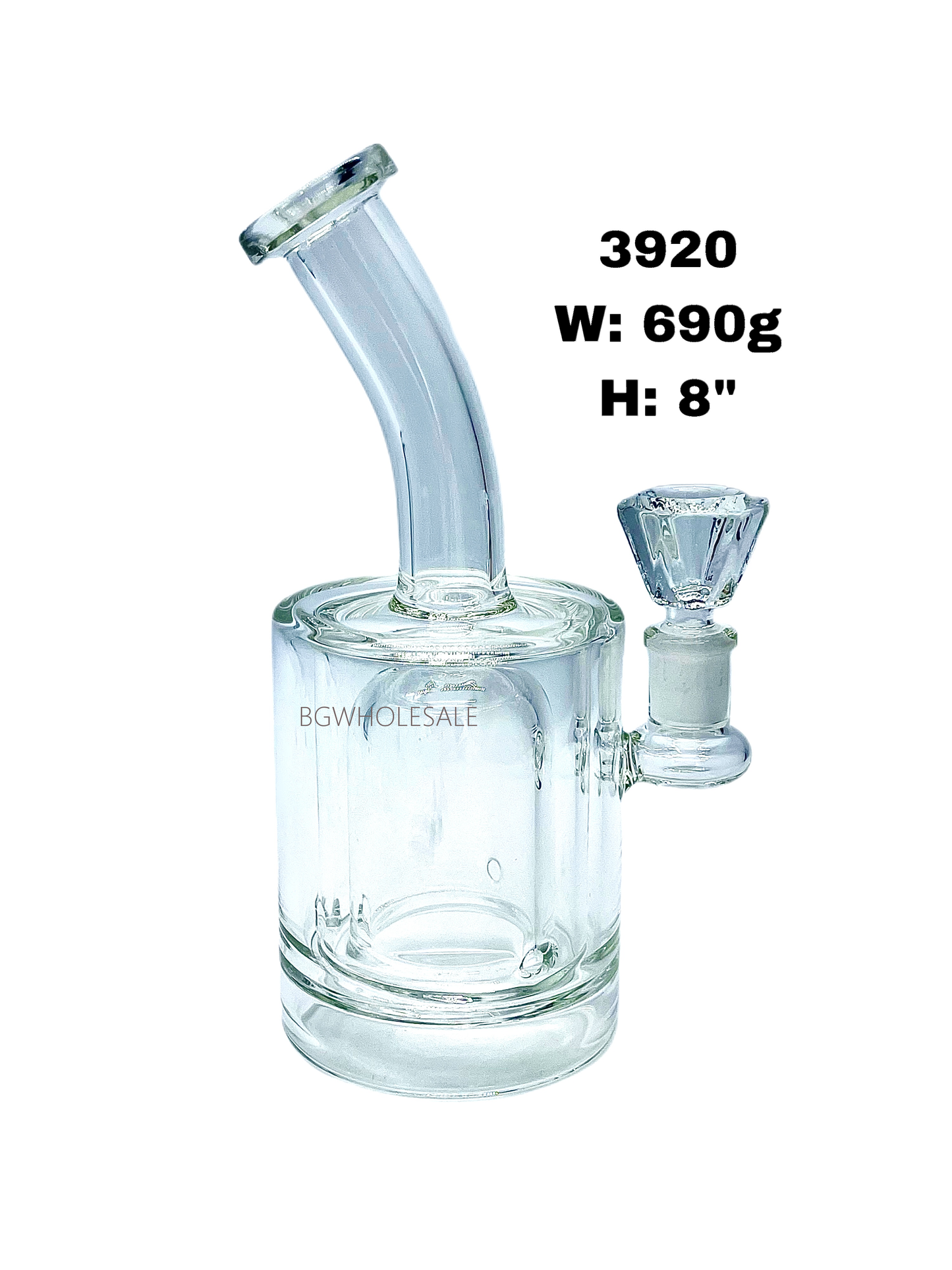 8" Clear Glass Thick Bottom Colorful Diamond Perc Bong