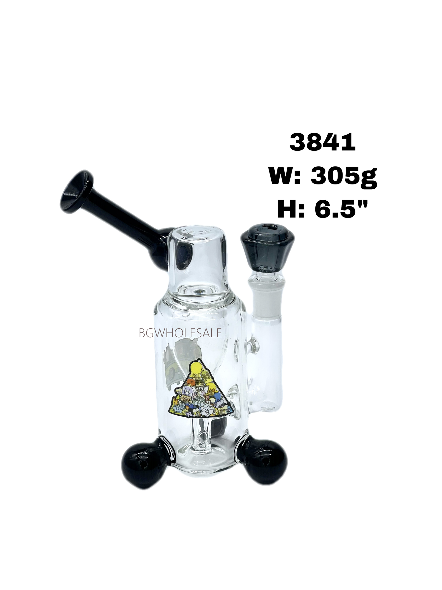 6.5" Glass Bong Water Pipe with triple spherical feet