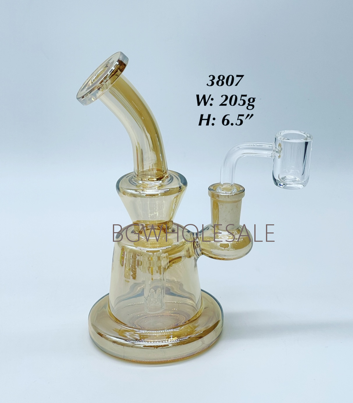 6.5" Electroplated Glass Dab Rig with Quartz Banger(Color Random)