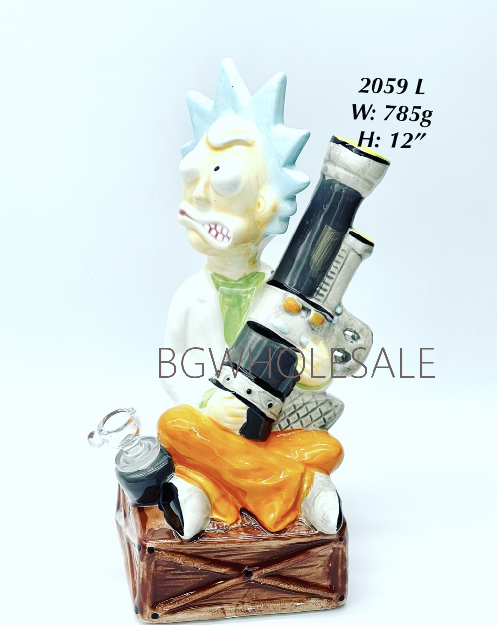 Large Size Rick and Morty Ceramic Water Pipe with Gun