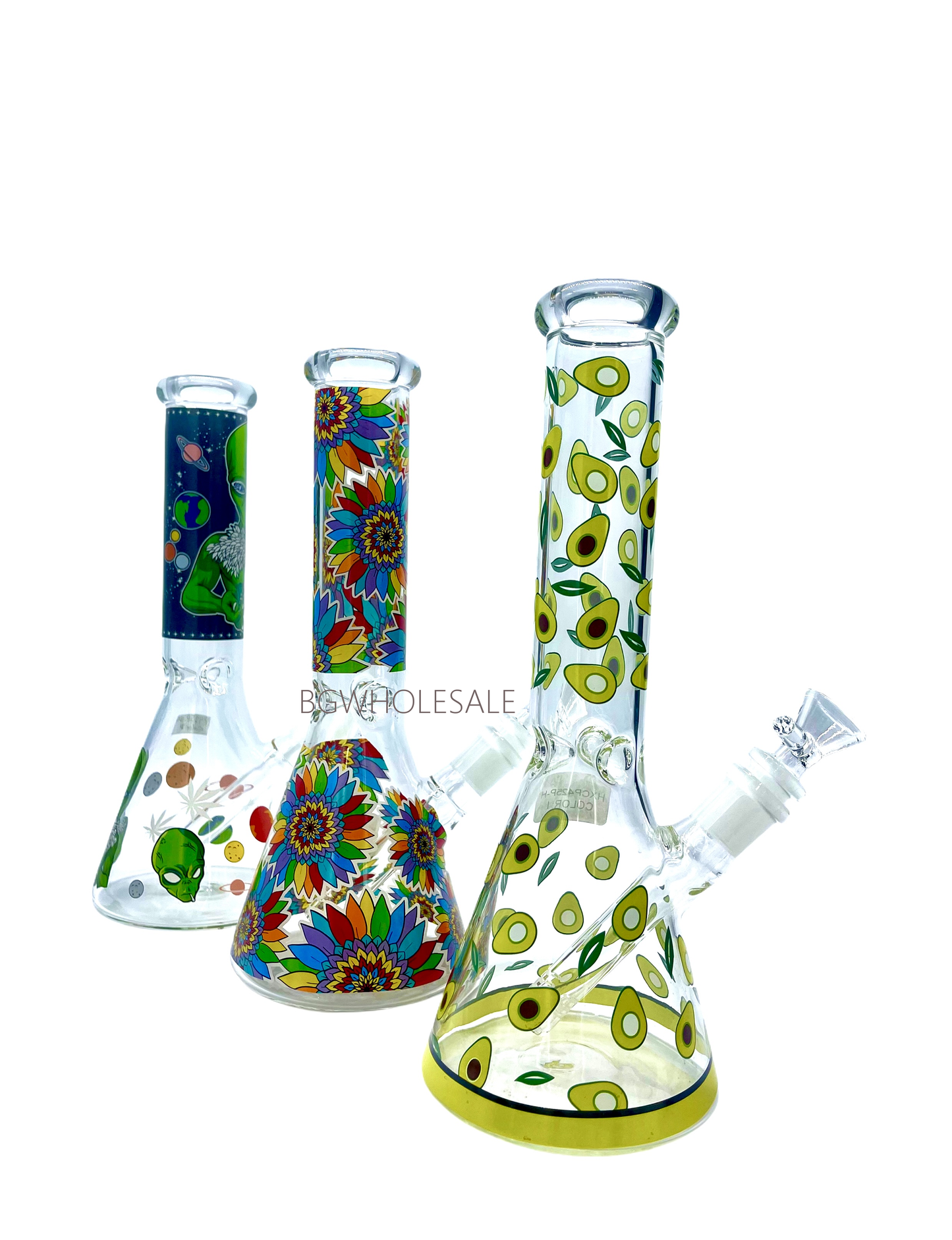10" Glass Beaker Water Pipe with All Covered Decals