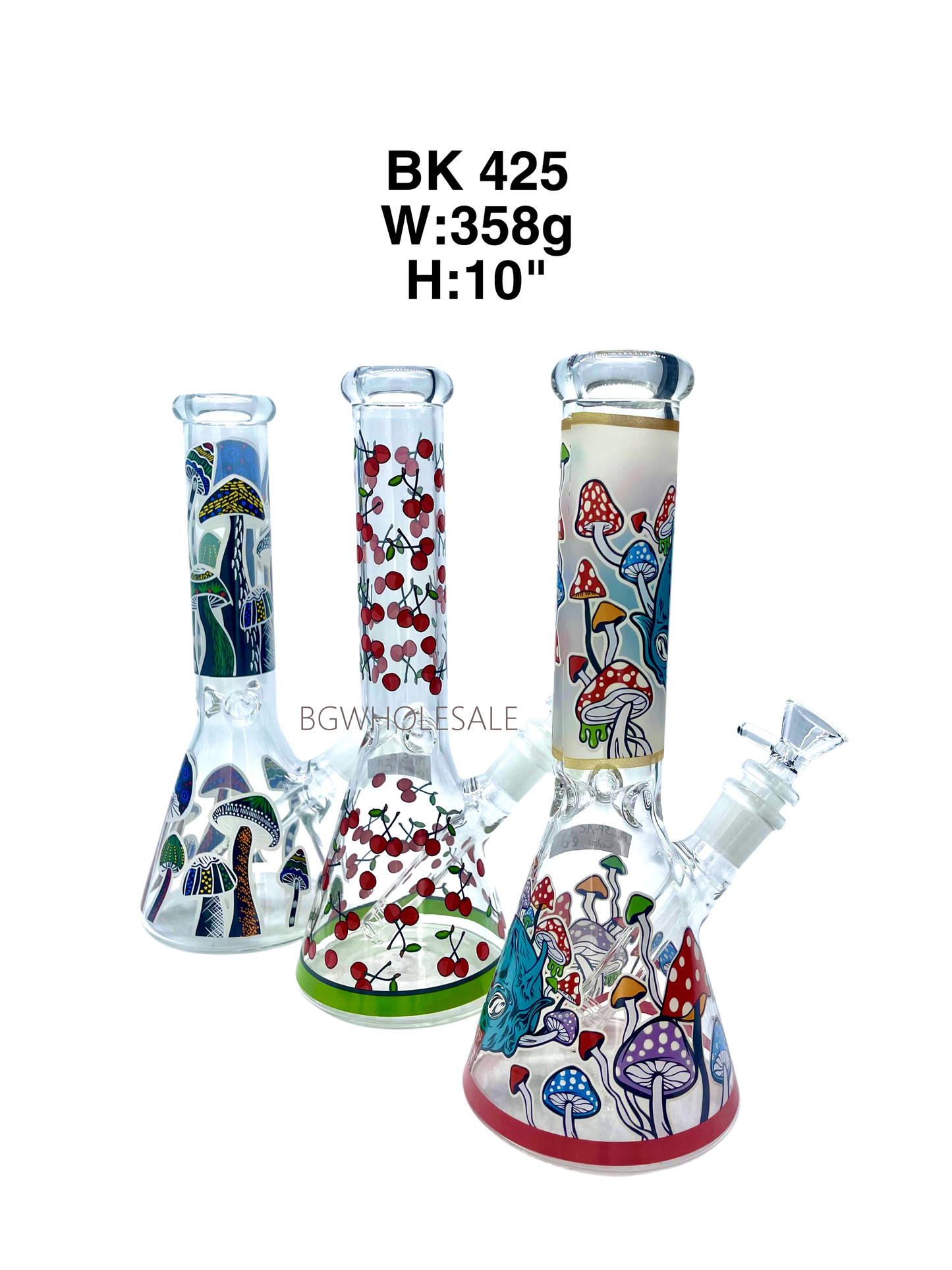 10" Glass Beaker Water Pipe with All Covered Decals
