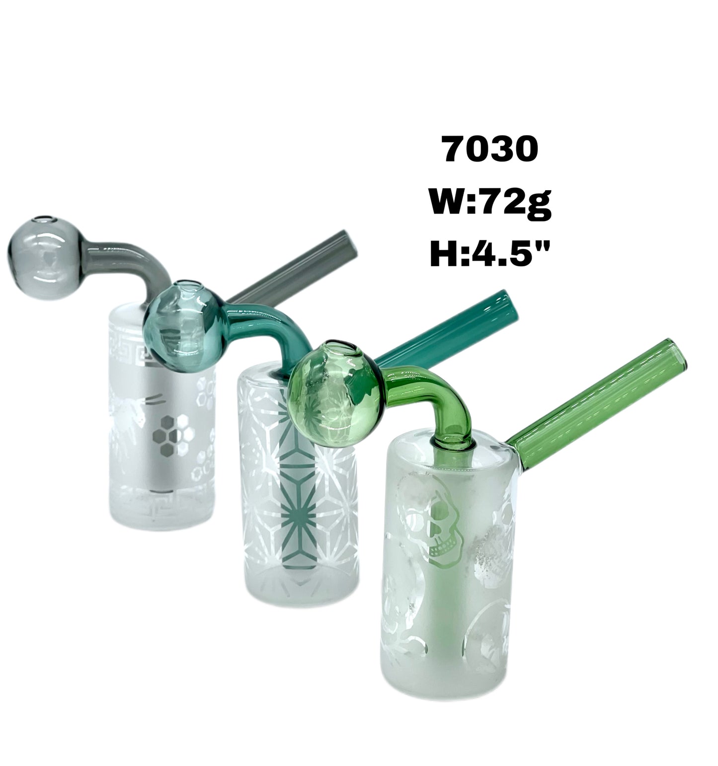 4.5" Sandblasted Cylinder Glass Oil Burner Bubbler