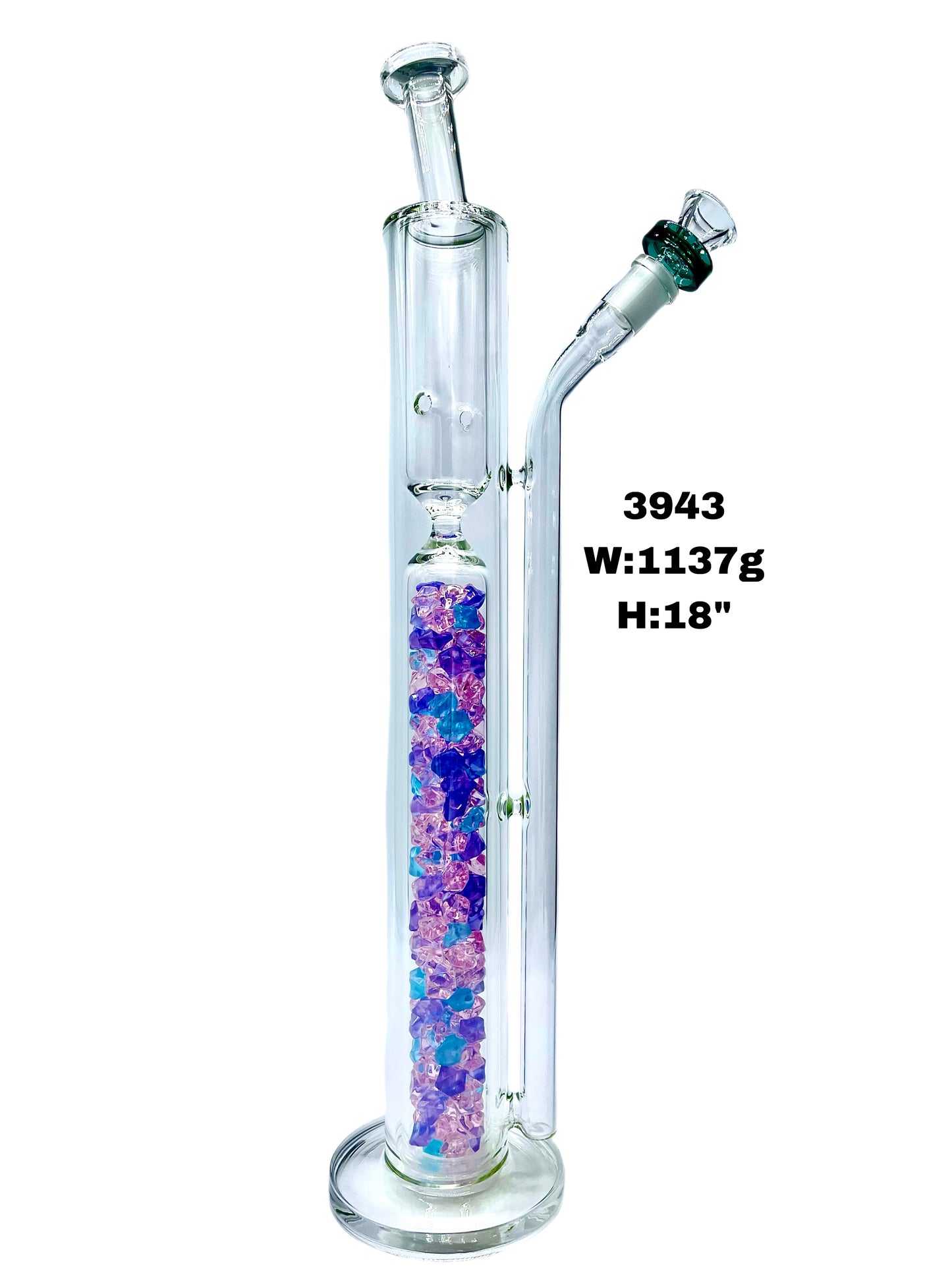 18" Clear Glass Straight Tube Bong Water Pipe with Colorful Diamond