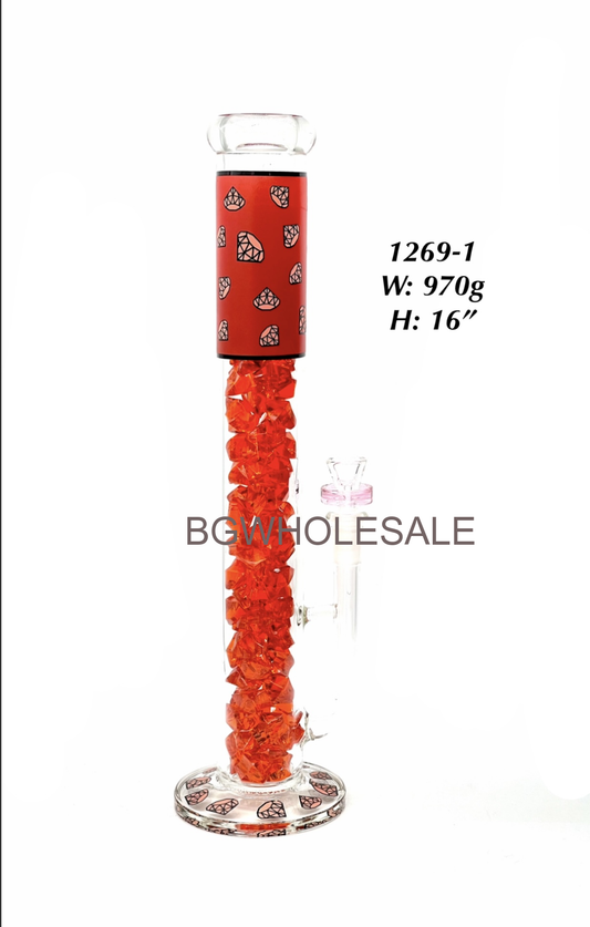 16" Diamond Sticker Straight Tube Bong