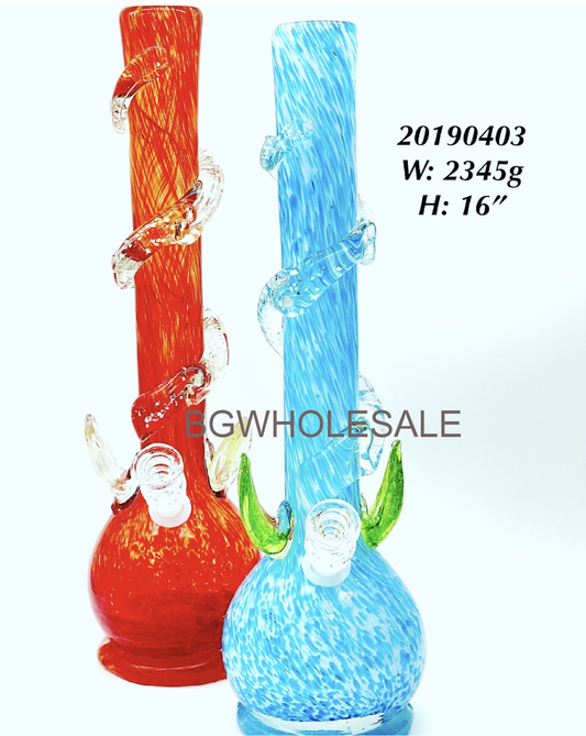 16" Huge Soft Glass Bong Water Pipe with Glow in the Dark Wrap