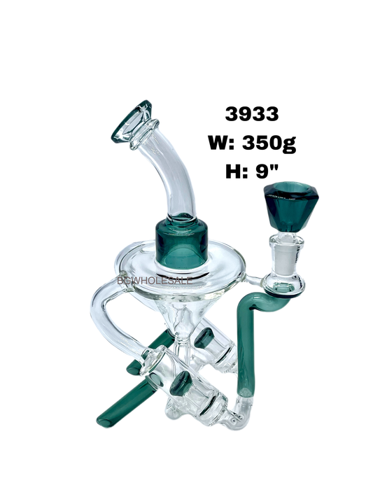 9" Perc Bong Recycler Glass Dab Rig