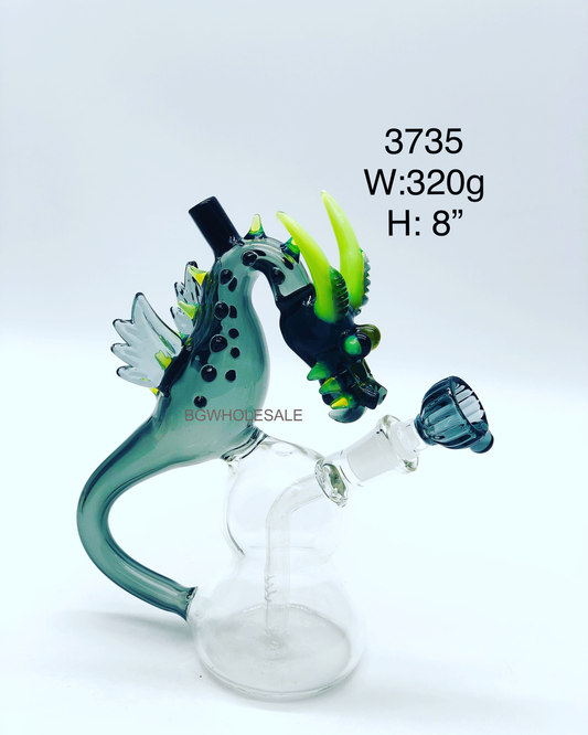 8" Fly Dragon Glass Water Pipe