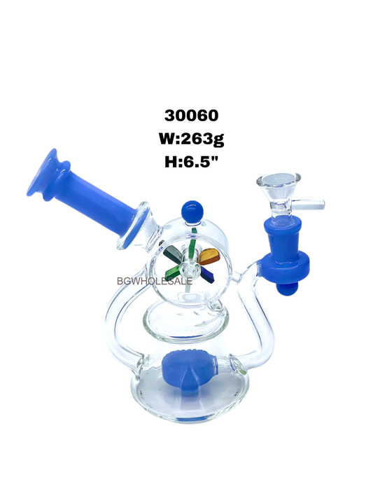 6.5" Turine Showerhead Perc Recycler Glass Water Pipe