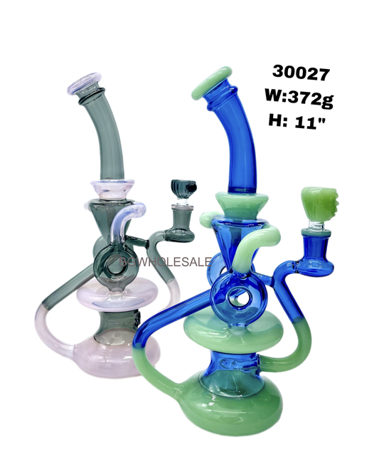 11" Colored Recycler Glass Dab Rig
