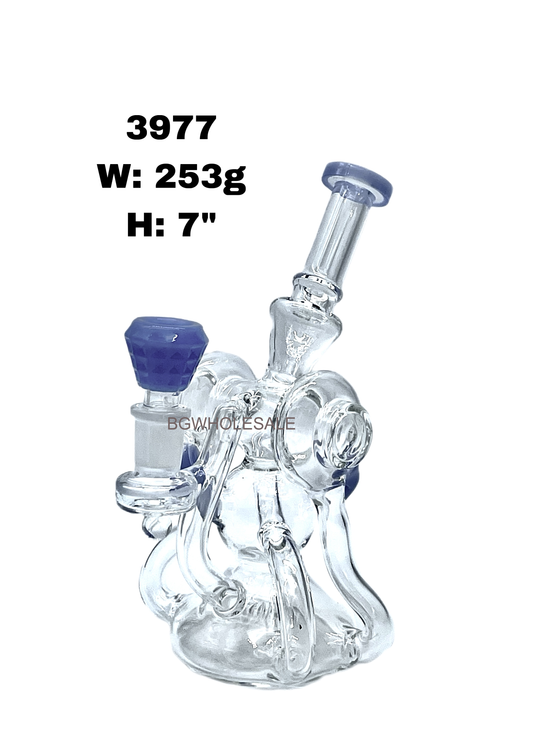 Premium Recycler Dab Rig Glass Perc Bong 7"