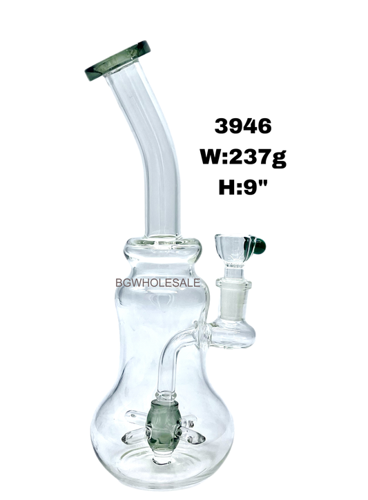 9" Clear Glass Perc Bong Water Pipe
