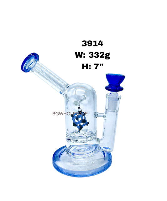 7" Cube Percolator Cloche Bong Glass Water Pipe