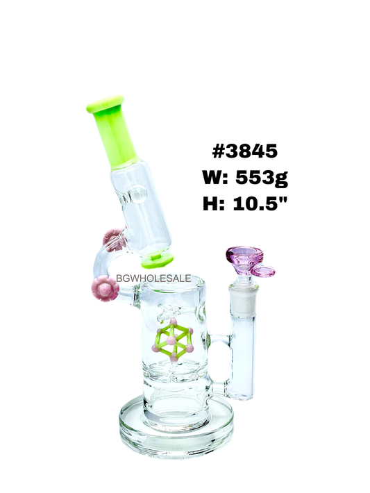 10.5" Microscope Cube Perc Glass Bong