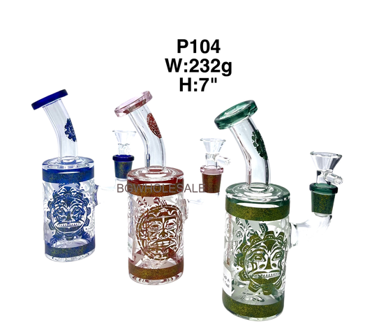 7" Glass Perc Bong with Stickers