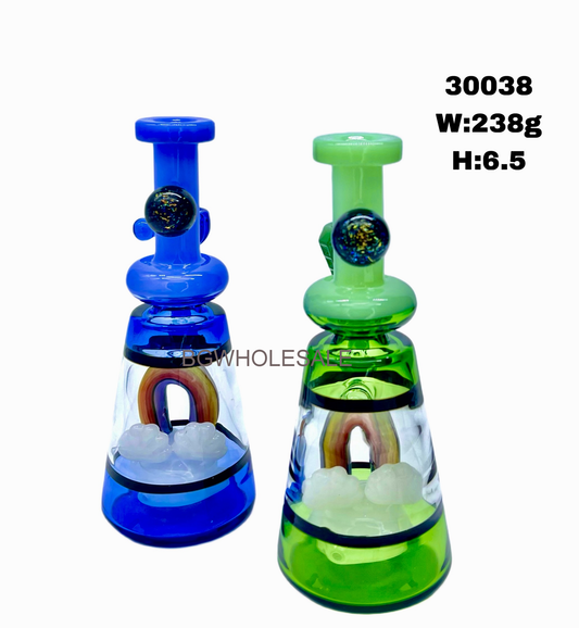 6.5" Rainbow Cloud Glass Perc Bong